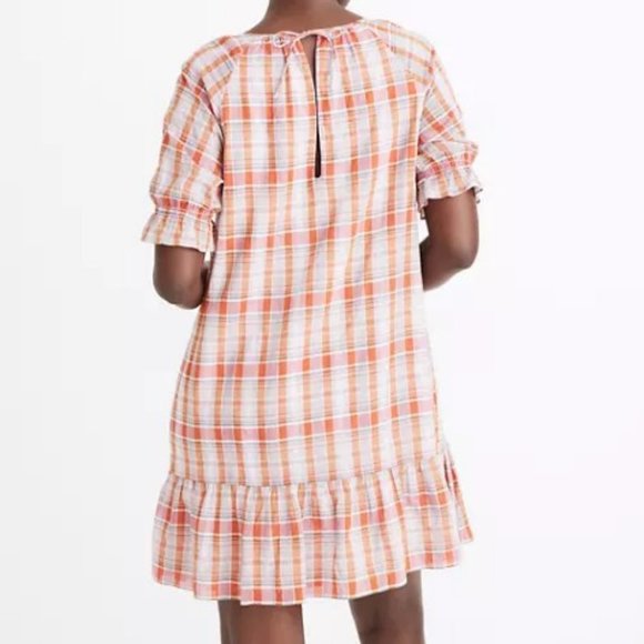 Madewell Plaid Ruffle-Sleeve Popover Mini Dress M - Picture 2 of 10
